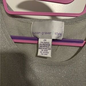 Susan Graver Women's Metallic Gray Sweater